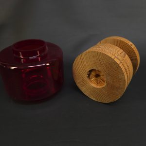 Exklusiv ljuslykta i glas och trä – Nordisk design, 16 cm