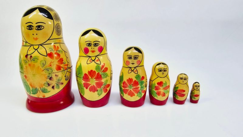 Charmig Matryoshka-docka – Handmålat Set med 6 Dockor