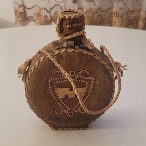 Saltflaska / Plunta i glas handarbete toligen skinn
