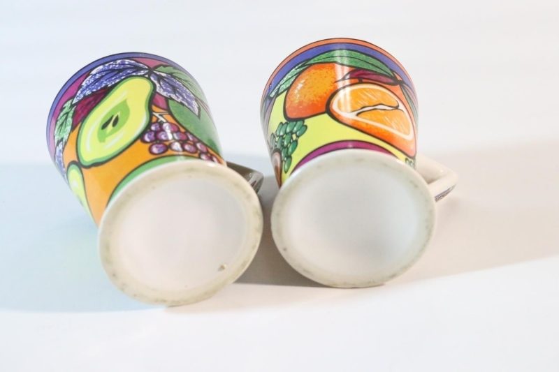 2st muggar, Vintage Art Deco Stil - frukt, 70-tal