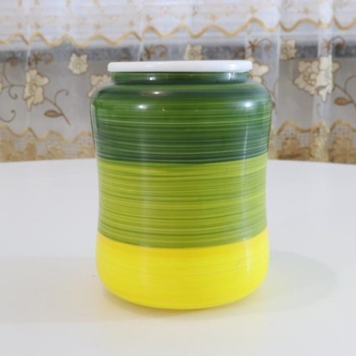 Vas / behållare i vit glas, handmålad, Italien "Egizia"