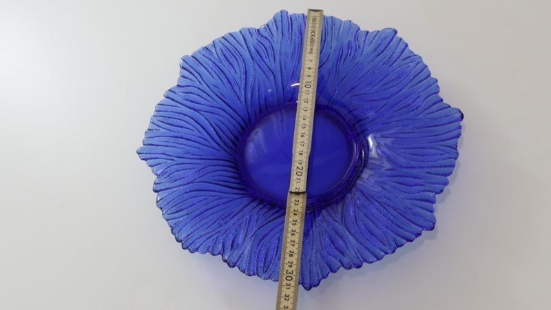 Glasfat, blå, D=31cm