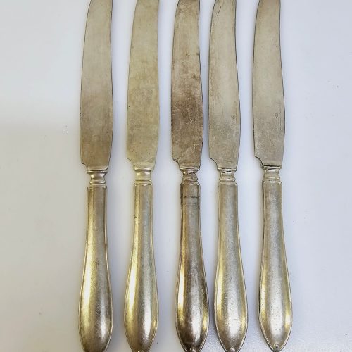 Set med 5 Antika Knivar – C.R. Carlström , Nysilver, 24 cm