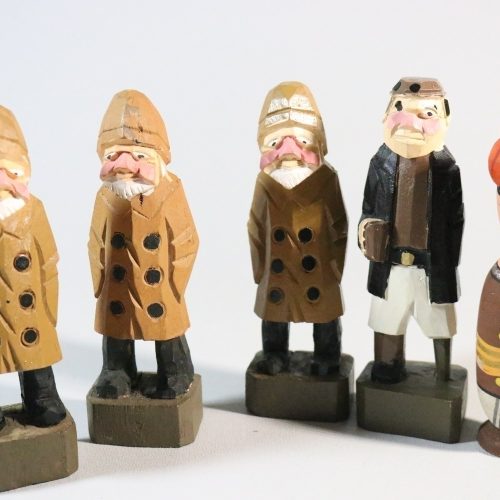 5st Träfigurer, fiskegubbar, pirat, Indisk-klädd