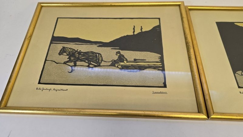 Originalträsnitt av Victor Jernberg – Vackra Motiv från Svensk Landsbygd