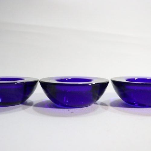 3st ljushållare, blå glas
