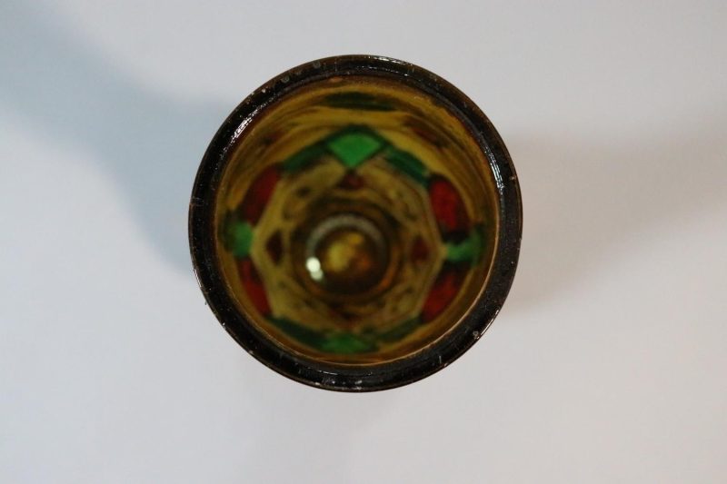 Vintage Oljelampa i bärnstensfärgat glas - DESIGN  SAIL BOAT BRAND, HONG KONG