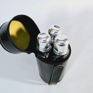 ART DECO TRIPPELGLAS KOLV SET I LÄDERFODRAL