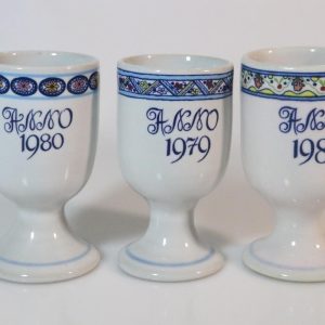 3st Äggkoppar Anno 1979, 1980, 1983 - Höganäs Keramik - Allmoge