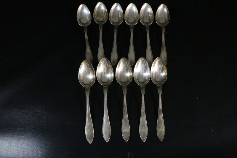 Set med 11 Vintage Skedar från Hörby i Extra Alpacca, NS