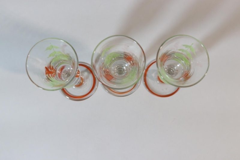 3st vintage glas / handmålade glas 1900-tal - 14cm