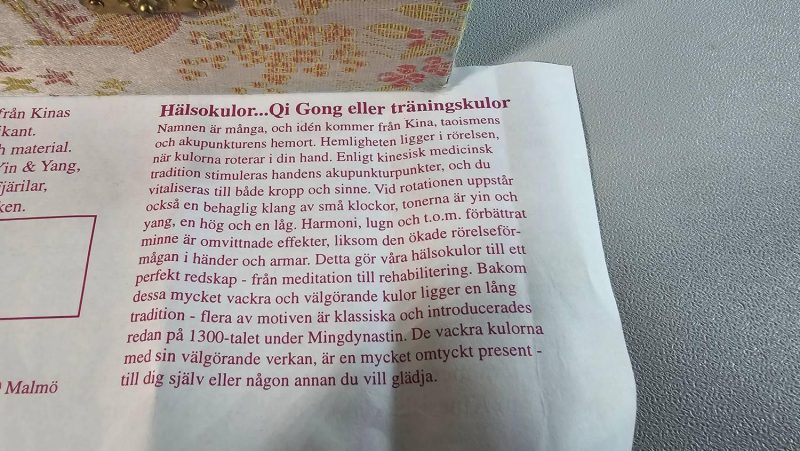 Hälsokulor... Qi Gong eller träningskulor