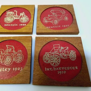 Set med 6 vintageunderlägg – Klassiska bilar