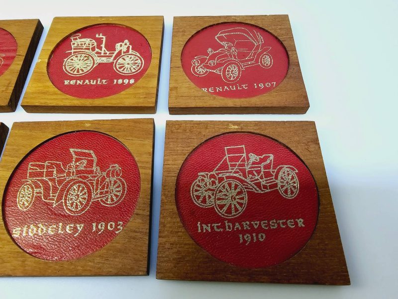 Set med 6 vintageunderlägg – Klassiska bilar