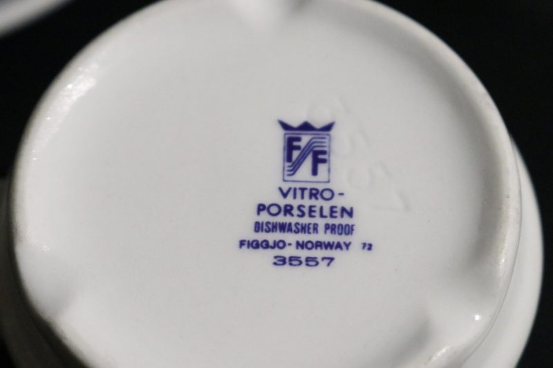 Figgjo Flint Vintage Kaffeservis, 6 koppar med 4 fat - Blått Blommotiv
