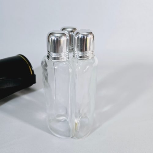 ART DECO TRIPPELGLAS KOLV SET I LÄDERFODRAL