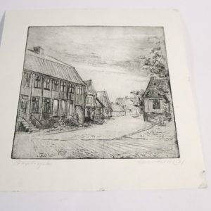 Charmigt Stadsmotiv – Signerat Provtryck från 1951