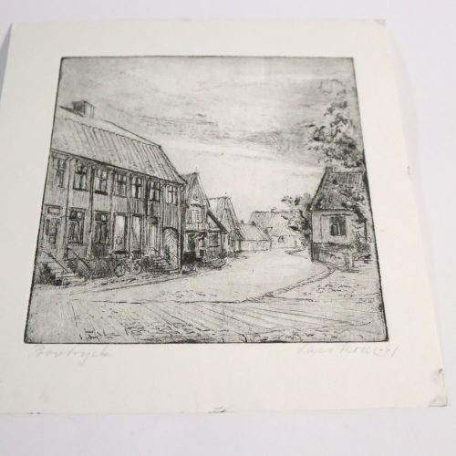 Charmigt Stadsmotiv – Signerat Provtryck från 1951