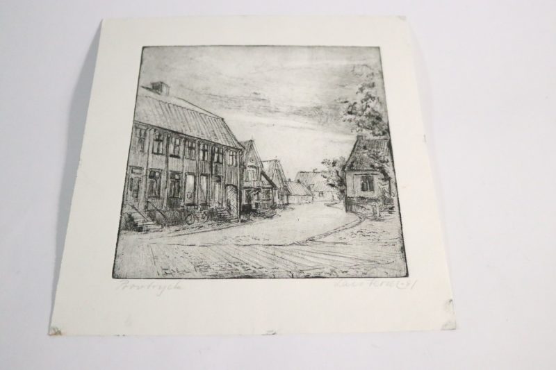 Charmigt Stadsmotiv – Signerat Provtryck från 1951
