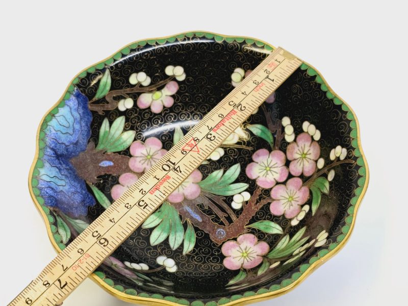 Vintage Cloisonné-skål med blomsterdekor – Orientaliskt hantverk