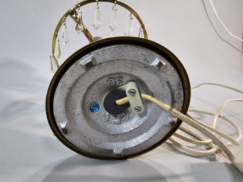 Bordslampa mässing, glasprismor