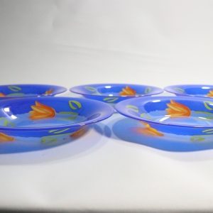 5st djupa tallrikar, glas, Cristal D'arques-Durand Tulip Blomma Tulpan