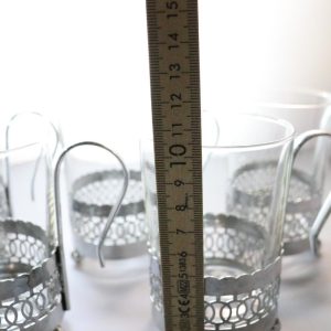 5st Kaffekoppar i glas och metall, Irish Coffee  - ca H10,5cm D6,5cm - Duralex