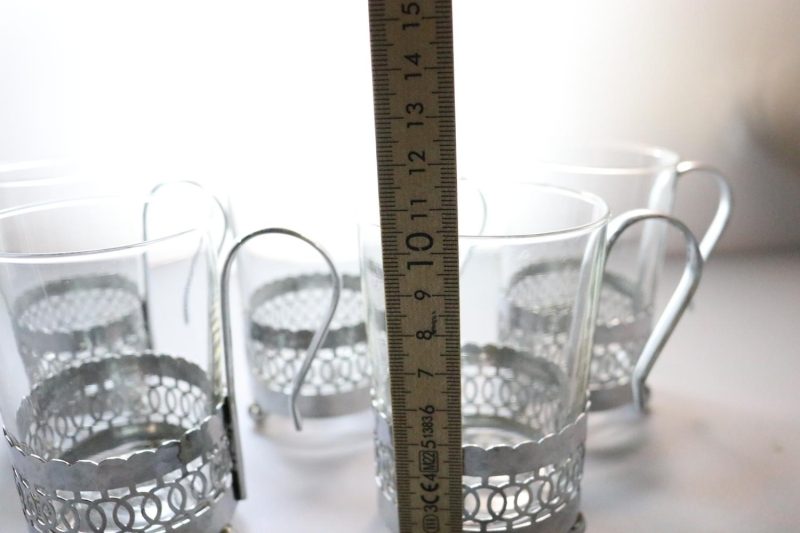 5st Kaffekoppar i glas och metall, Irish Coffee  - ca H10,5cm D6,5cm - Duralex
