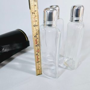 ART DECO TRIPPELGLAS KOLV SET I LÄDERFODRAL