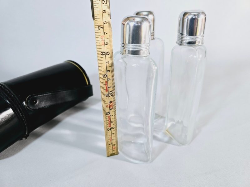 ART DECO TRIPPELGLAS KOLV SET I LÄDERFODRAL