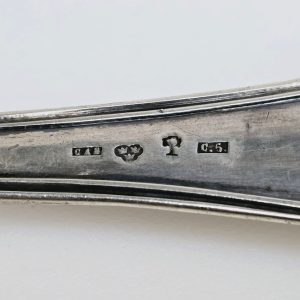 Antik silversked – 23 cm lång, stämplad äkta silver