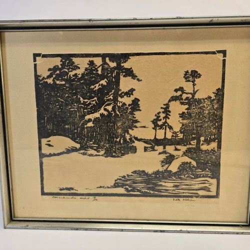 Litografi - Vinterlandskap – Signerat Verk från 1936