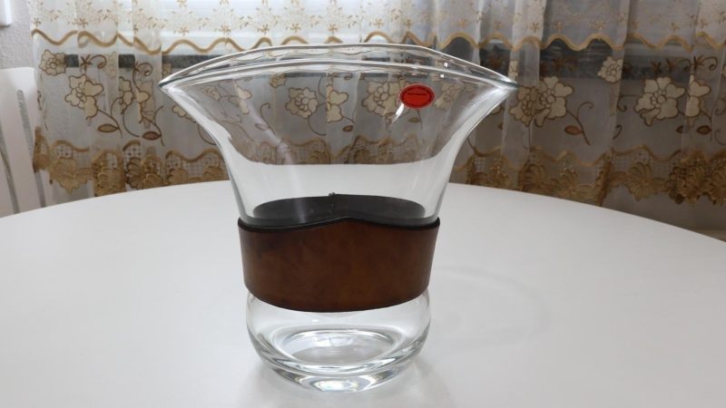 Stor glasskål med brun läder - Polen
