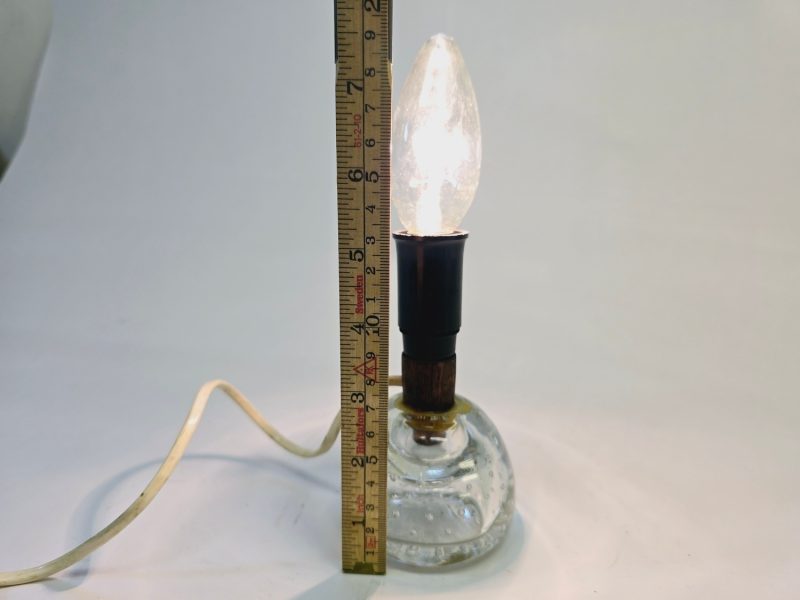 Vintage Bordslampa utan Skärm – Glasbas med Bubblor