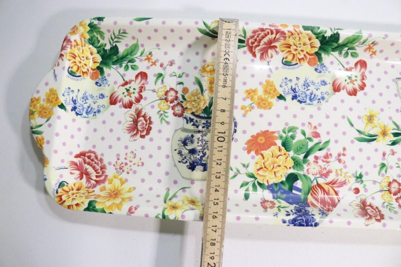 Vintage Bricka med Blomstermotiv, 39 cm