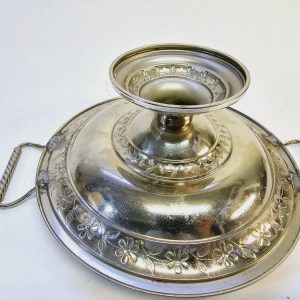 Vintage Metallskål på Fot med Handtag - Diameter 24 cm