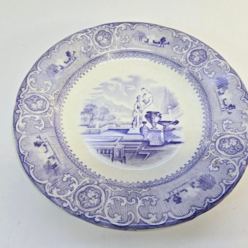 Antik Gustavsberg Tallrik "Carrara" – Lila Dekor, 24 cm