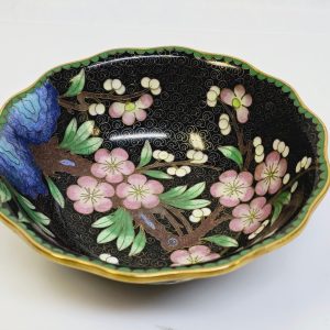 Vintage Cloisonné-skål med blomsterdekor – Orientaliskt hantverk
