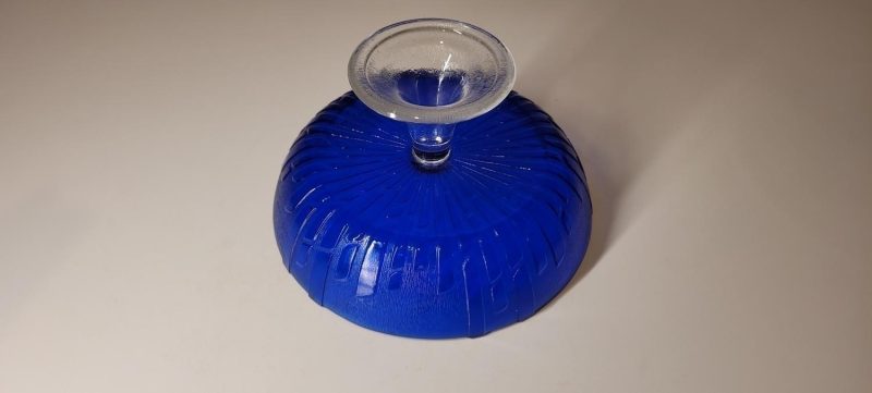 Blå skål med transparent fot, Koboltblå
