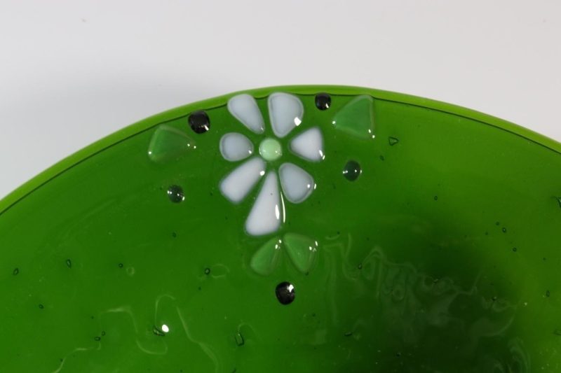 Grön glasskål, Siw Steneskog Ek, 26cm