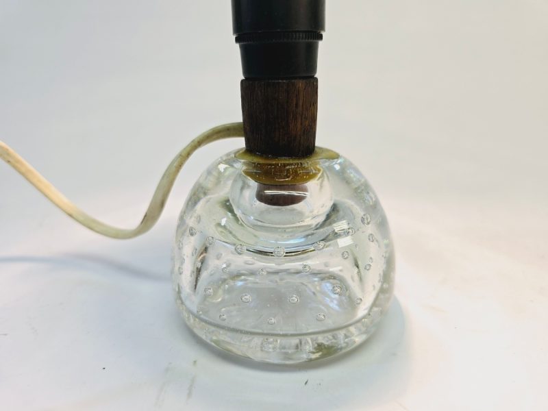 Vintage Bordslampa utan Skärm – Glasbas med Bubblor
