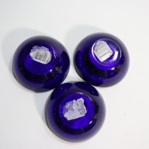 3st ljushållare, blå glas