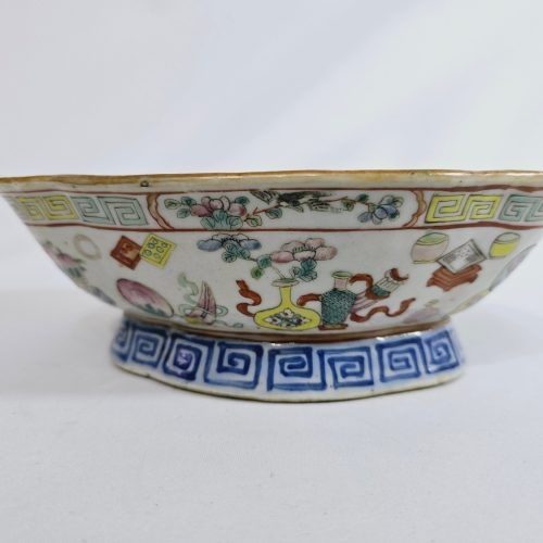 SKÅLFAT, Kina, porslin, 1800-tal, Tung Chih, höjd 7 cm, längd 20 cm