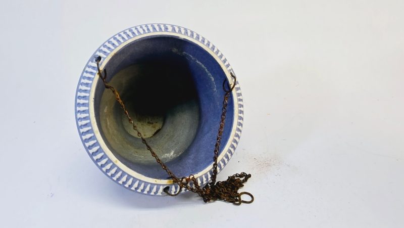 Vacker Hängkruka i Blått - Vintage Keramik, D 18,5 cm