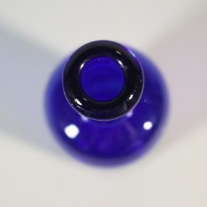 BLOMVAS / FLASKA, Blått glas, ca 13,5cm