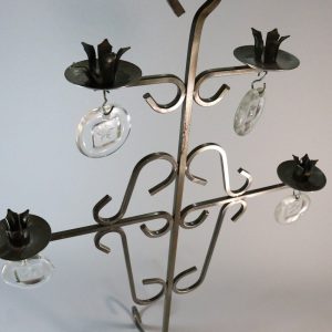 Golvljusstake, metall med glasprydnader- 78cm