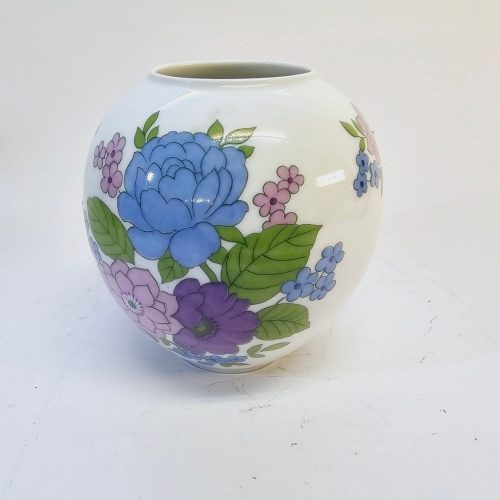 Elegant klotformad vas från Heinrich – Blommigt porslin från Tyskland