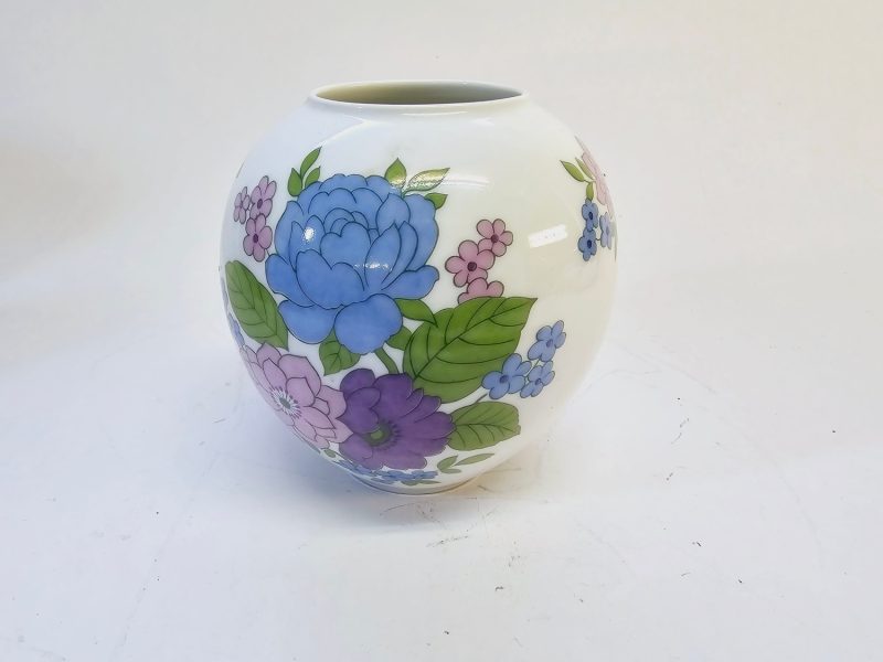 Elegant klotformad vas från Heinrich – Blommigt porslin från Tyskland
