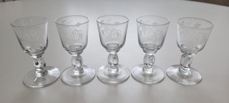 5st glas, etsad dekor, 9cm