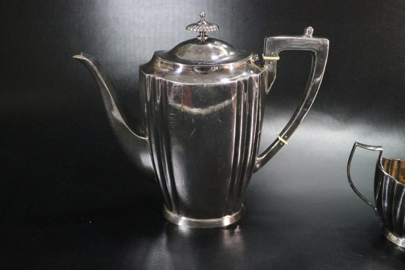 Art Deco KAFFESERVIS, 3 delar, nysilver, KGM GAB Uppsala
